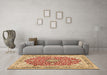 Machine Washable Medallion Brown Traditional Rug in a Living Room,, wshtr354brn