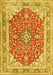 Machine Washable Medallion Yellow Traditional Rug, wshtr354yw