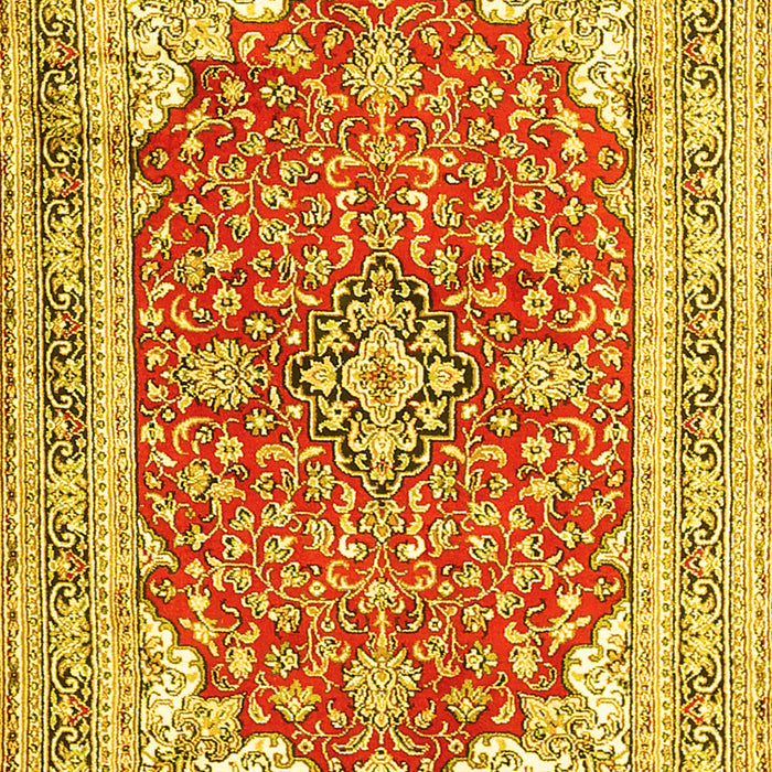 Machine Washable Medallion Yellow Traditional Rug, wshtr354yw