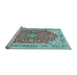 Sideview of Machine Washable Medallion Light Blue Traditional Rug, wshtr354lblu