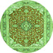 Machine Washable Medallion Green Traditional Area Rugs, wshtr354grn