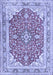 Machine Washable Medallion Blue Traditional Rug, wshtr354blu