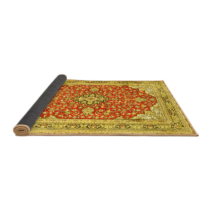 Sideview of Medallion Yellow Traditional Rug, tr354yw