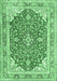 Machine Washable Medallion Emerald Green Traditional Area Rugs, wshtr354emgrn