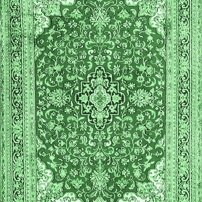Machine Washable Medallion Emerald Green Traditional Area Rugs, wshtr354emgrn