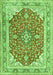 Serging Thickness of Machine Washable Medallion Green Traditional Area Rugs, wshtr354grn