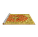 Sideview of Machine Washable Medallion Yellow Traditional Rug, wshtr354yw