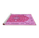 Sideview of Machine Washable Medallion Pink Traditional Rug, wshtr354pnk