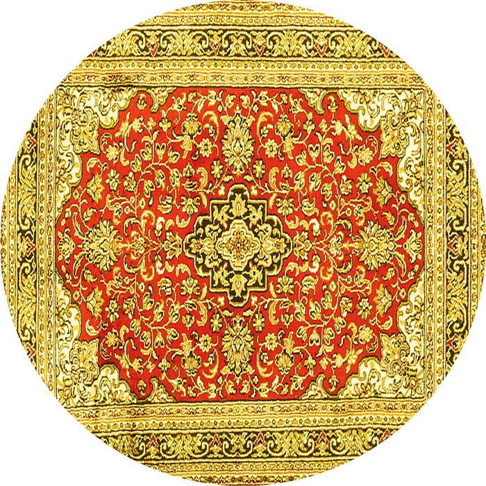 Round Medallion Yellow Traditional Rug, tr354yw