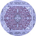 Round Medallion Blue Traditional Rug, tr354blu