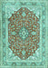 Machine Washable Medallion Turquoise Traditional Area Rugs, wshtr354turq