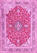 Machine Washable Medallion Pink Traditional Rug, wshtr354pnk