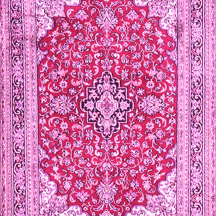 Machine Washable Medallion Pink Traditional Rug, wshtr354pnk