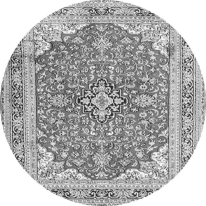 Machine Washable Medallion Gray Traditional Rug, wshtr354gry