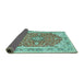 Sideview of Medallion Turquoise Traditional Rug, tr354turq