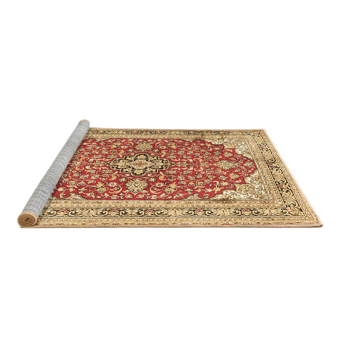 Sideview of Machine Washable Medallion Brown Traditional Rug, wshtr354brn