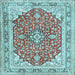 Square Medallion Light Blue Traditional Rug, tr354lblu