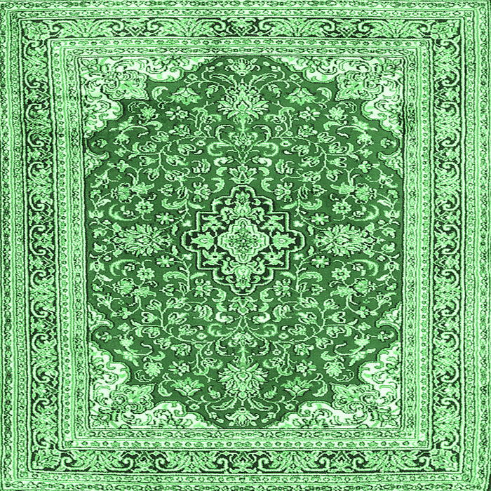 Square Medallion Emerald Green Traditional Rug, tr354emgrn