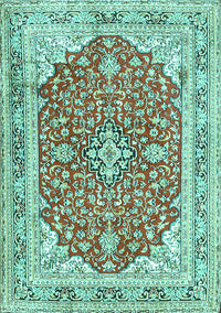 Medallion Turquoise Traditional Rug, tr354turq