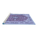 Sideview of Machine Washable Medallion Blue Traditional Rug, wshtr354blu