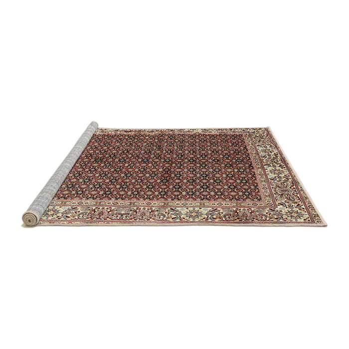 Sideview of Machine Washable Traditional Saffron Red Rug, wshtr3550