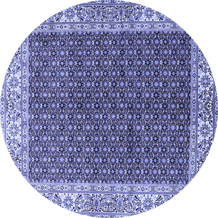 Round Machine Washable Persian Blue Traditional Rug, wshtr3550blu