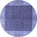 Round Machine Washable Persian Blue Traditional Rug, wshtr3550blu