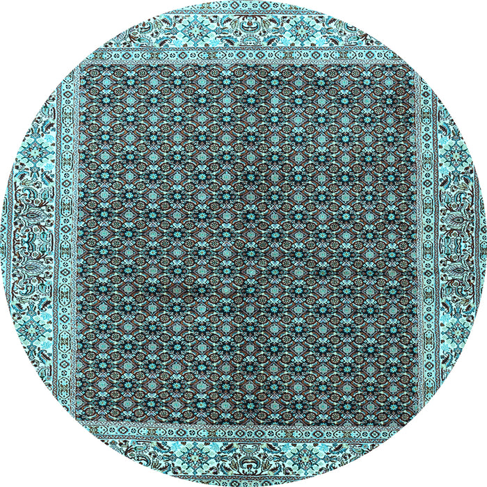 Round Machine Washable Persian Light Blue Traditional Rug, wshtr3550lblu