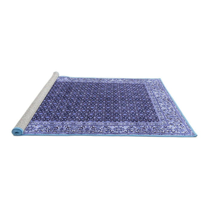Sideview of Machine Washable Persian Blue Traditional Rug, wshtr3550blu