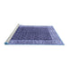 Sideview of Machine Washable Persian Blue Traditional Rug, wshtr3550blu