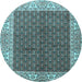 Round Persian Light Blue Traditional Rug, tr3550lblu