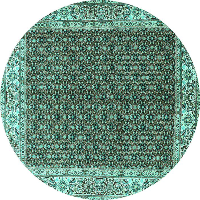 Round Persian Turquoise Traditional Rug, tr3550turq