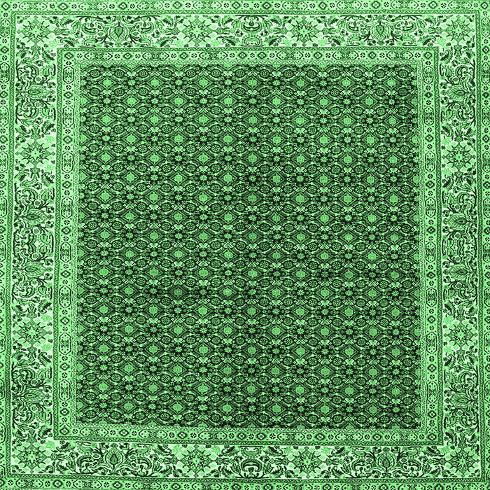 Square Persian Emerald Green Traditional Rug, tr3550emgrn