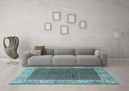 Machine Washable Persian Light Blue Traditional Rug in a Living Room, wshtr3550lblu