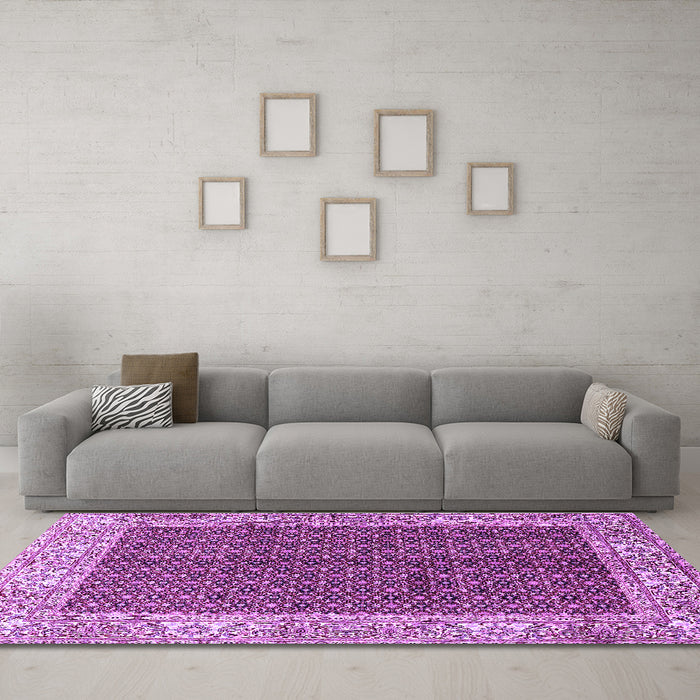 Machine Washable Persian Purple Traditional Area Rugs in a Living Room, wshtr3550pur