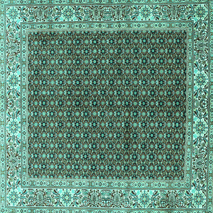 Square Machine Washable Persian Turquoise Traditional Area Rugs, wshtr3550turq