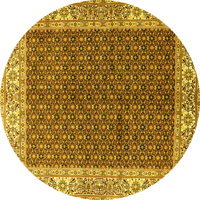 Round Persian Yellow Traditional Rug, tr3550yw