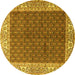 Round Persian Yellow Traditional Rug, tr3550yw