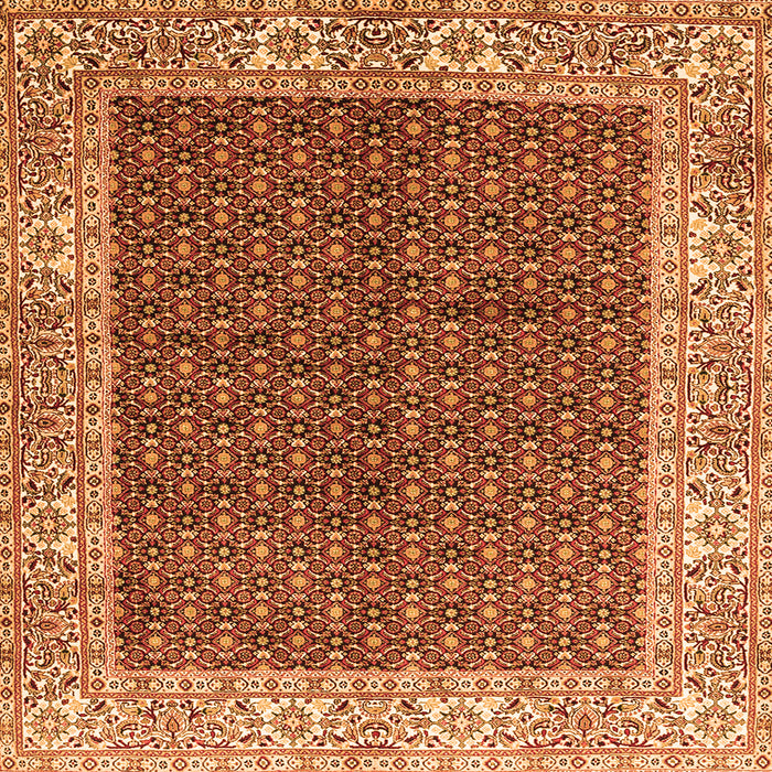Round Machine Washable Persian Orange Traditional Area Rugs, wshtr3550org