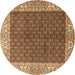 Round Persian Brown Traditional Rug, tr3550brn