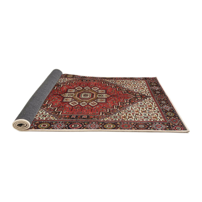Sideview of Traditional Saffron Red Persian Rug, tr3551