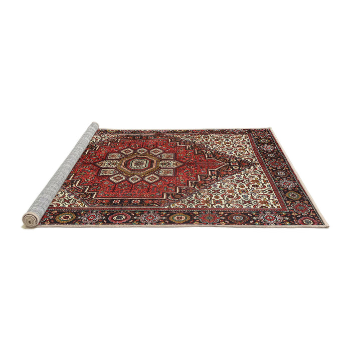 Sideview of Machine Washable Traditional Saffron Red Rug, wshtr3551