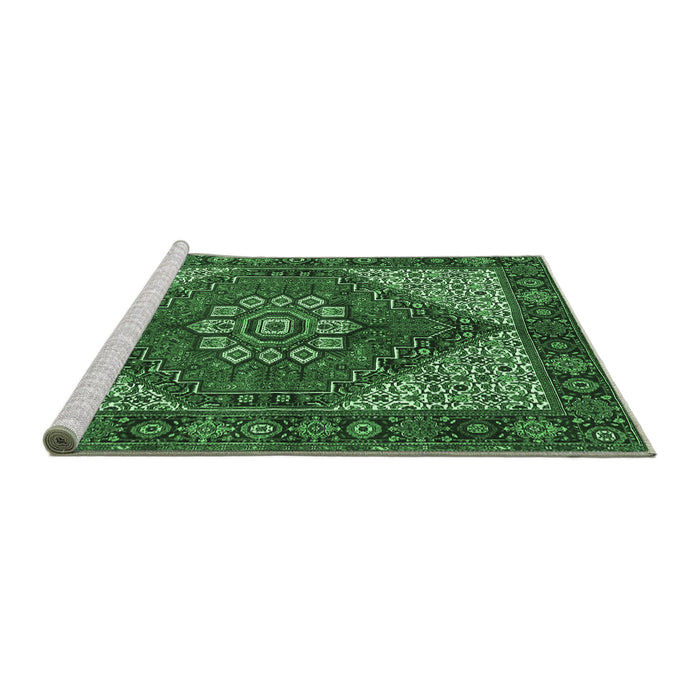 Sideview of Machine Washable Persian Emerald Green Traditional Area Rugs, wshtr3551emgrn