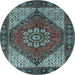 Round Persian Light Blue Traditional Rug, tr3551lblu