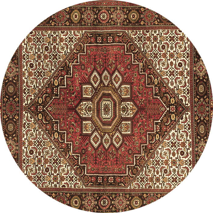 Round Machine Washable Persian Brown Traditional Rug, wshtr3551brn