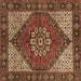 Square Machine Washable Persian Brown Traditional Rug, wshtr3551brn