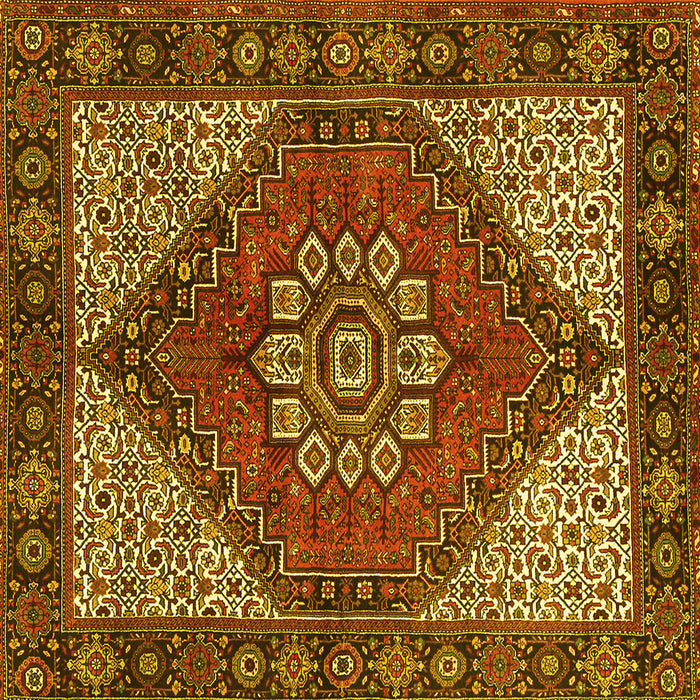 Square Machine Washable Persian Yellow Traditional Rug, wshtr3551yw