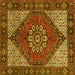 Square Machine Washable Persian Yellow Traditional Rug, wshtr3551yw