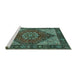 Sideview of Machine Washable Persian Turquoise Traditional Area Rugs, wshtr3551turq