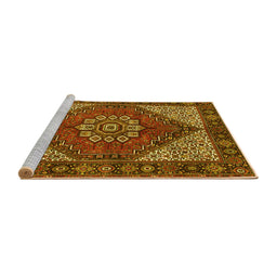 Sideview of Machine Washable Persian Yellow Traditional Rug, wshtr3551yw